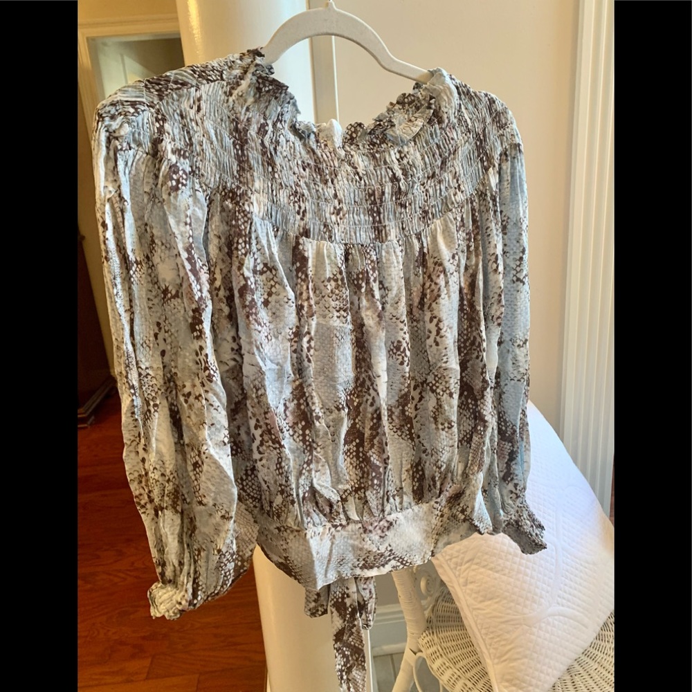 Karlie Blue Snake Print Off the Shoulder Top
